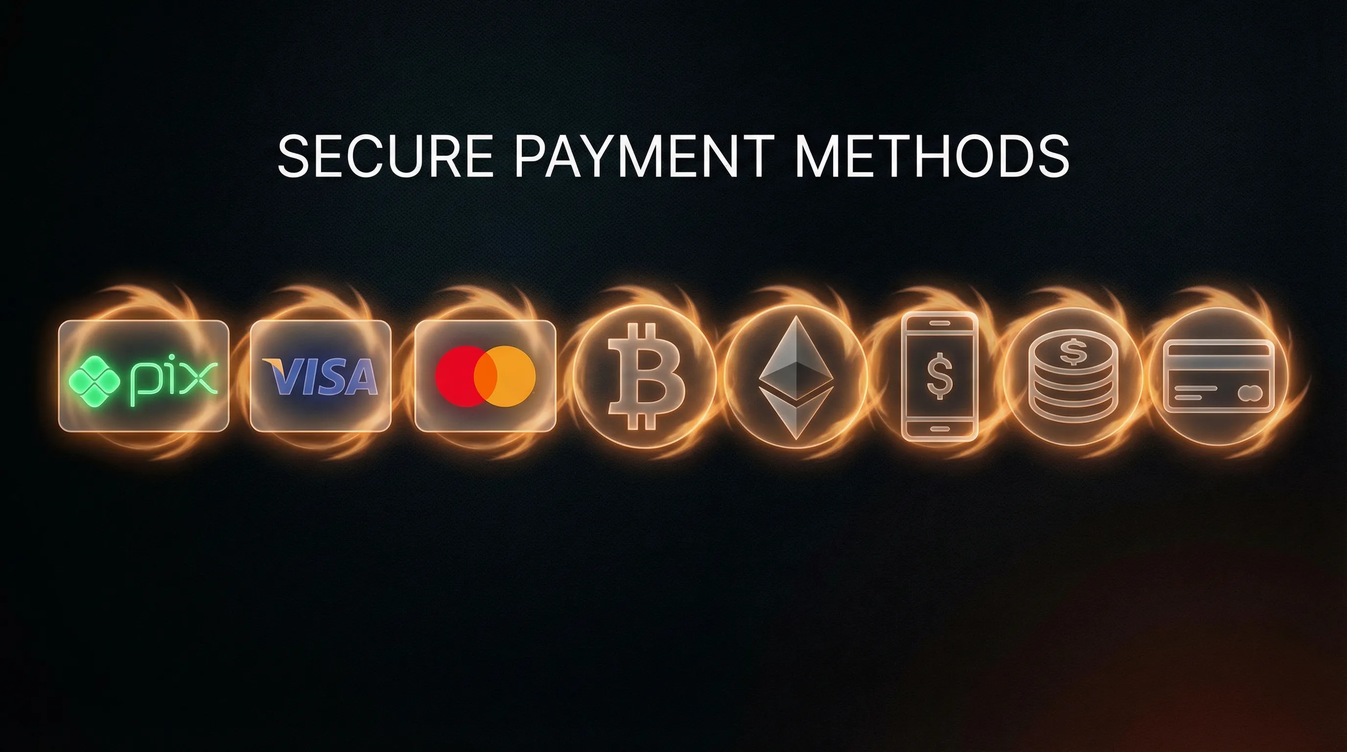 Métodos de Pagamento - PIX, Cartões, Criptomoedas